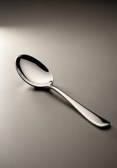 Spoon Laying Diagonally on a Neutral Background with Soft Lighting