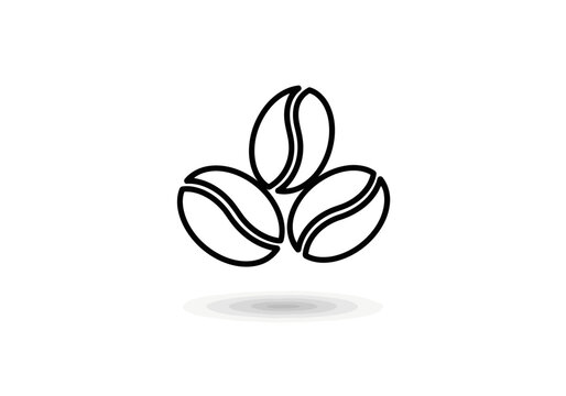 Simple black outline icon of three coffee beans arranged in a small cluster