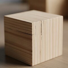 Wooden cube abstract concept featuring fine grain texture details