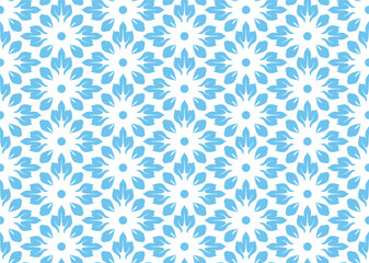 Flower geometric pattern. Seamless vector background. White and blue ornament. Ornament for fabric, wallpaper, packaging. Decorative print