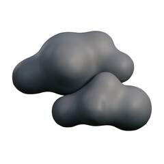 A clean 3D illustration of two soft gray clouds overlapping to represent overcast weather.