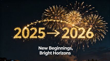 Fireworks year elements represent the concept of a new beginning, bright prospects, and hopeful departure, suitable for New Year celebrations and promotional materials.
