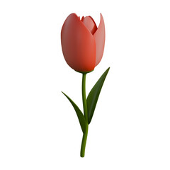 A soft 3D illustration of a blooming tulip symbolizing the freshness of spring