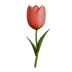 A soft 3D illustration of a blooming tulip symbolizing the freshness of spring