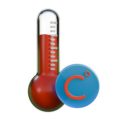A clean 3D illustration of a glass thermometer