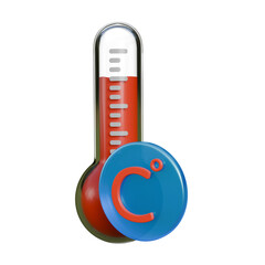 A clean 3D illustration of a glass thermometer