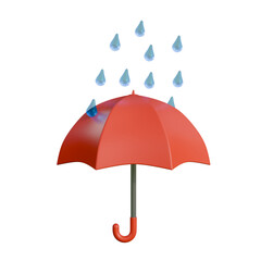 A clean 3D illustration of an umbrella in the rain