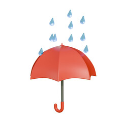 A clean 3D illustration of an umbrella in the rain