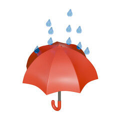 A clean 3D illustration of an umbrella in the rain