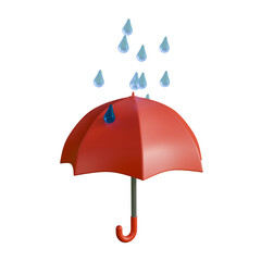 A clean 3D illustration of an umbrella in the rain