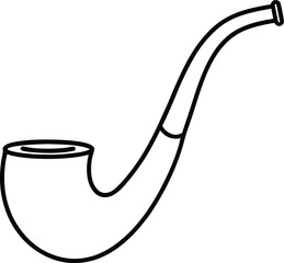 Smoking pipe line art minimalist black outline vector