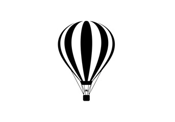 Fototapeta premium Black and white striped hot air balloon icon graphic