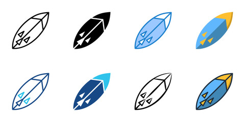 Surfboard icon set multiple style vector collection 
