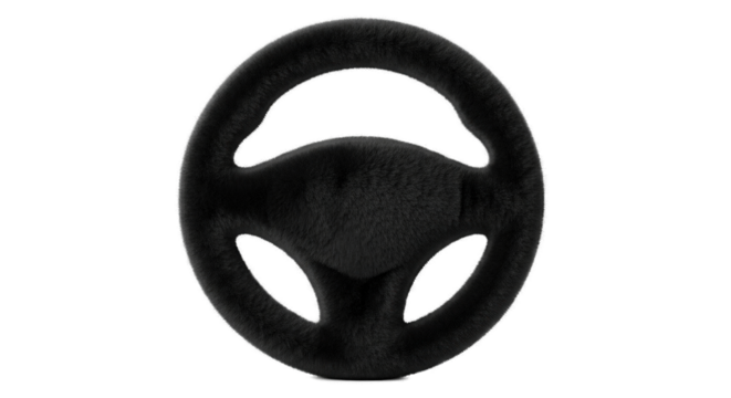 Black steering wheel isolated on white background.