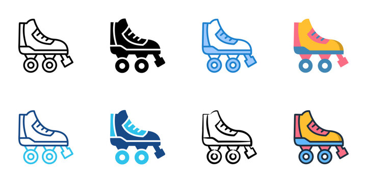 Roller Skates icon set multiple style vector collection 
