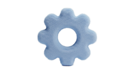 Blue Gear Teething Toy Isolated on White Background.