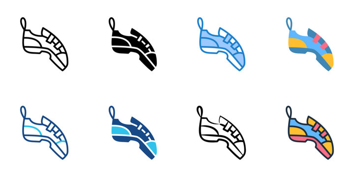 Climbing Shoes icon set multiple style vector collection 
