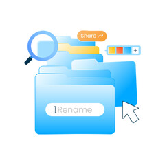 modern illustration featuring row of digital file icons with various organizational features. file management, digital organization, document workflow, cloud storage systems, data administration