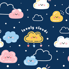 Cute Lovely Clouds Seamless Pattern for Kids 