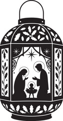 Elegant Nativity scene lantern holiday