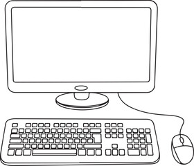 Monitor seen in front view with keyboard and mouse svg