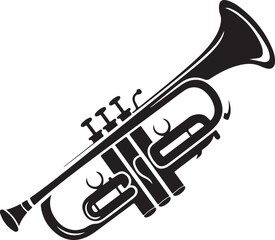 Trumpet with musical notes illustration trumpet icon  