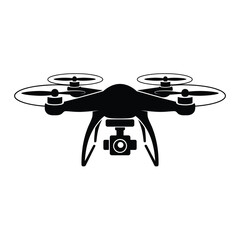 Black silhouette of a quadcopter drone with camera