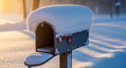 Open mailbox with snow pile symbolizing pause in connection