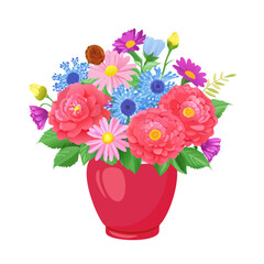 Colorful fresh floral arrangement of roses in a vase, a beautiful nature gift