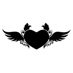 Angel wing heart vector illustration, a passionate symbol of flying love and romance, ideal for Valentine's Day tattoo designs