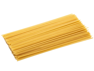 Spaghetti long straight pasta isolated on crisp clean white background