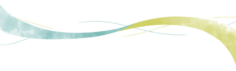 波や風を想起させるライン水彩素材水色と黄緑色