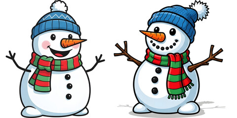 Friendly cartoon snowman vector with scarf and hat