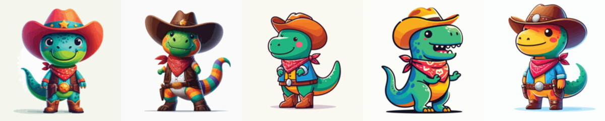 VECTOR IMAGE T-REX A WEARING COWBOY COSTUME FLAT DESIGN