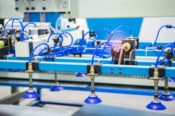 robotic pneumatic piston sucker unit on industrial machine,automation compressed air factory production