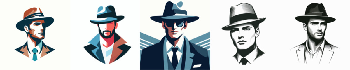  VECTOR IMAGE OF A MAN WEARING A HAT WITH A WHITE BACKGROUND