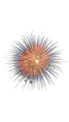 Naklejka premium A vibrant burst of orange and blue fireworks illuminates the night sky, creating a dazzling display of light and color.