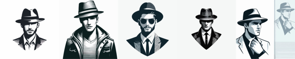  VECTOR IMAGE OF A MAN WEARING A HAT WITH A WHITE BACKGROUND