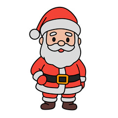 Cute Santa Christmas Character – Flat Cartoon Vector Illustration