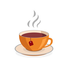 hot tea in glass or mug illustration