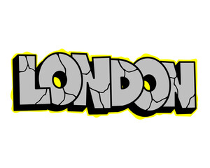 textured graffiti letter LONDON city name isolated design for sticker, graphic, t shirt, poster, decoration