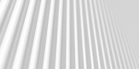 Abstract minimalist white vertical striped background for modern design. 3d render