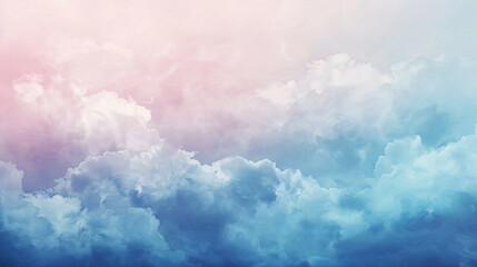 Dreamy pastel sky with soft clouds in pink and blue hues creating a serene scene