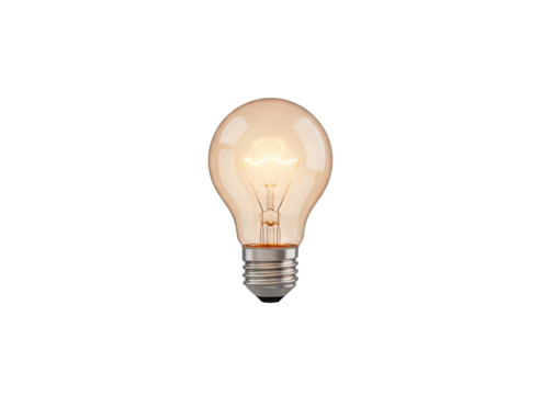 Illuminated Incandescent Light Bulb With Visible Filament Glowing Warmly Against A Black Isolated Background