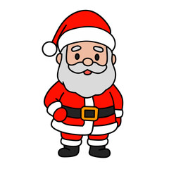 Cute Santa Christmas Character – Flat Cartoon Vector Illustration
