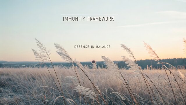 Serene Landscape with Frosted Grass and Clear Sky at Dawn in a Peaceful Natural Setting for Wellness and Balance Themes