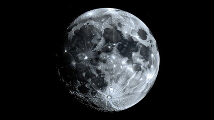 Moon surface with craters in space