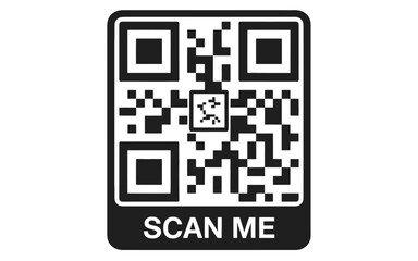 QR Code Scan Vector Illustration Featuring Clean Digital Matrix Design, Printable Scan Me Graphic, Transparent PNG Style Layout, And Modern Black And White Symbol For Apps, Websites, Labels