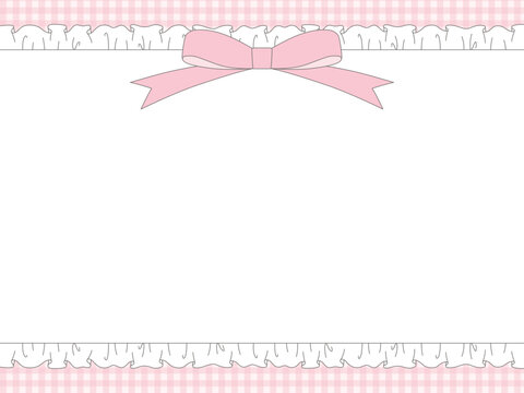 かわいいリボン付きのフリルフレーム