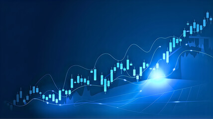 Stock Market Graph Upward Trend on Blue Background